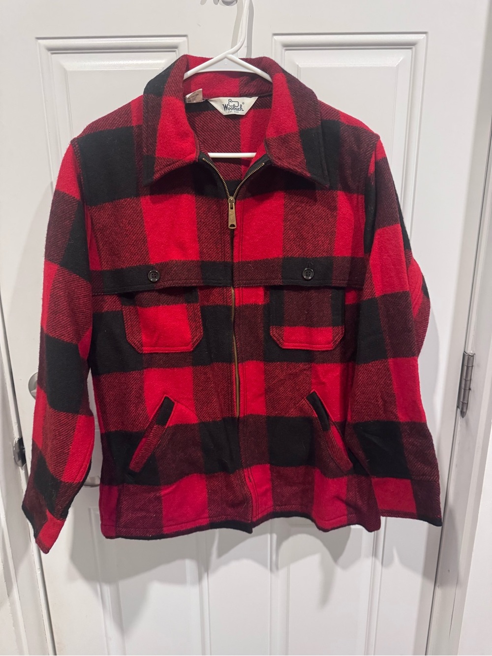 Vintage Woolrich Red & Black Plaid Men’s Coat